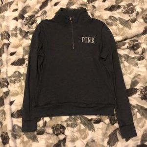 dark grey, quarter zip from pink
